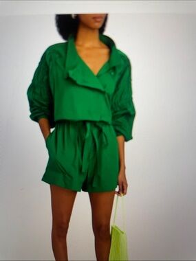 Aknvas for Revolve Ketevan green cotton romper sz xs